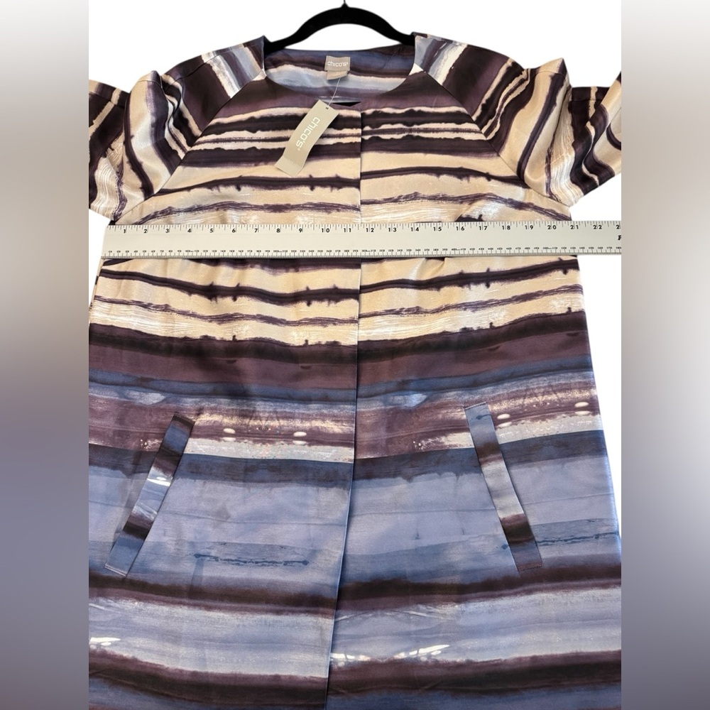 Chico's Shantung Topper Jacket Blue Multi Size 1 Medium NWT - Picture 6 of 14